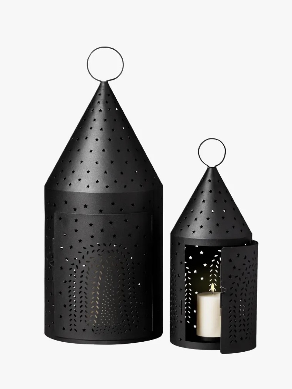 Target Black Star-Cut Metal Lanterns, Set of 2